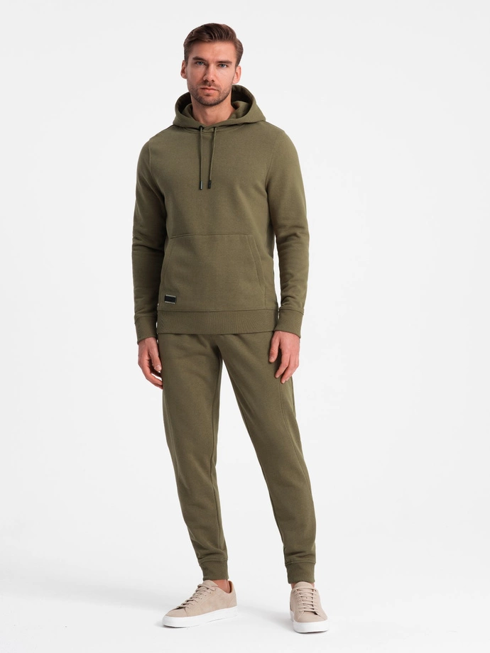 Set trening BASIC pentru bărbați tricoul kangaroo + pantaloni de jogging - olive V2 Z85