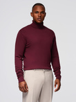 Men's single color knitted turtleneck with viscose - maroon V4 OM-SWTN-0101