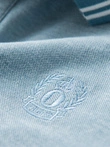 Men's melange polo longsleeve with embroidery - blue melange V3 OM-POLS-0129 