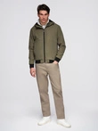 Men's lightweight jacket with hood and mesh lining - olive V2 C640