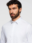 Men's cotton shirt with delicate patterns REGULAR FIT - white V1 K698