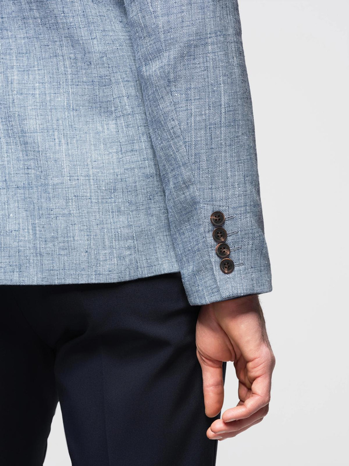 Blazer bărbătesc cu croială REGULAR cu in - albastru deschis V3 OM-BLZB-0128