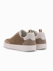 Old-school men's sneakers on thick sole - light brown V1 OM-FOSL-0170