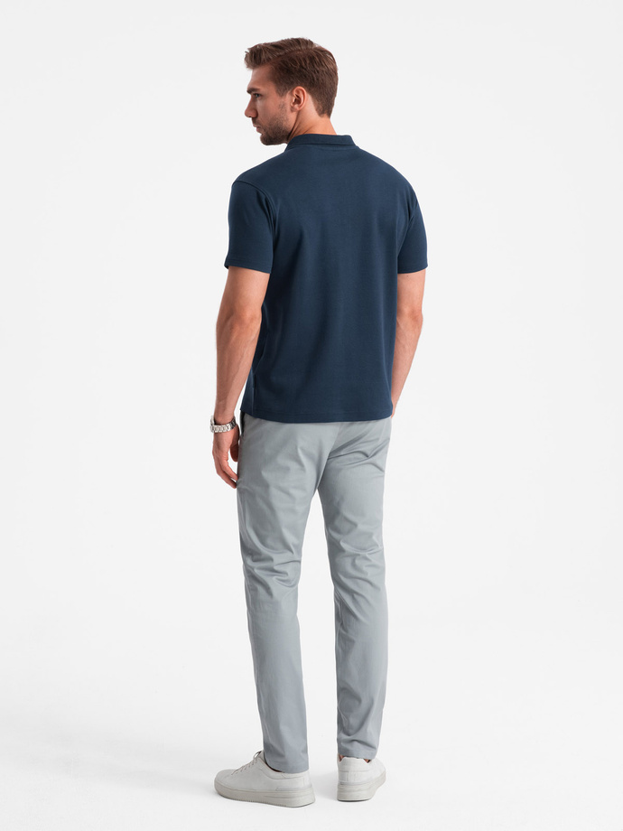 Pánske polo tričko s golierom na zips - tmavomodré V7 OM-POSS-0132