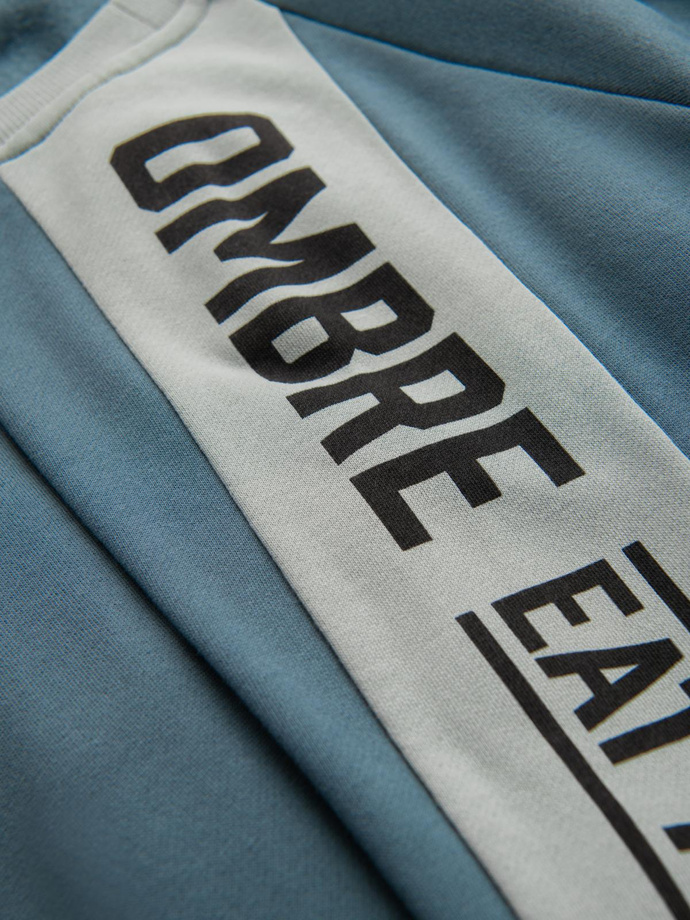 Pánska mikina s kontrastným lemovaním a raglánovými rukávmi - bielená tyrkysová V4 OM-SSNZ-0200