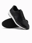 Men's eco leather sports sneakers shoes - black V2 OM-FOSL-0181 