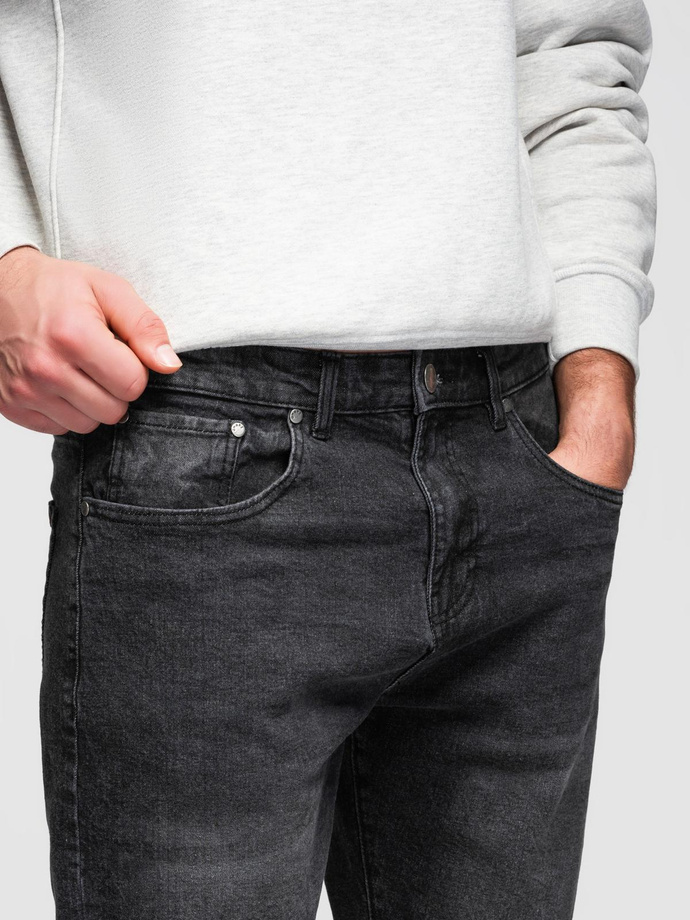 Men's denim shorts with rolled up leg - black V3 OM-SRDS-0164