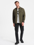 Men's REGULAR FIT cotton shirt with buttoned pockets - olive V4 OM-SHCS-0146