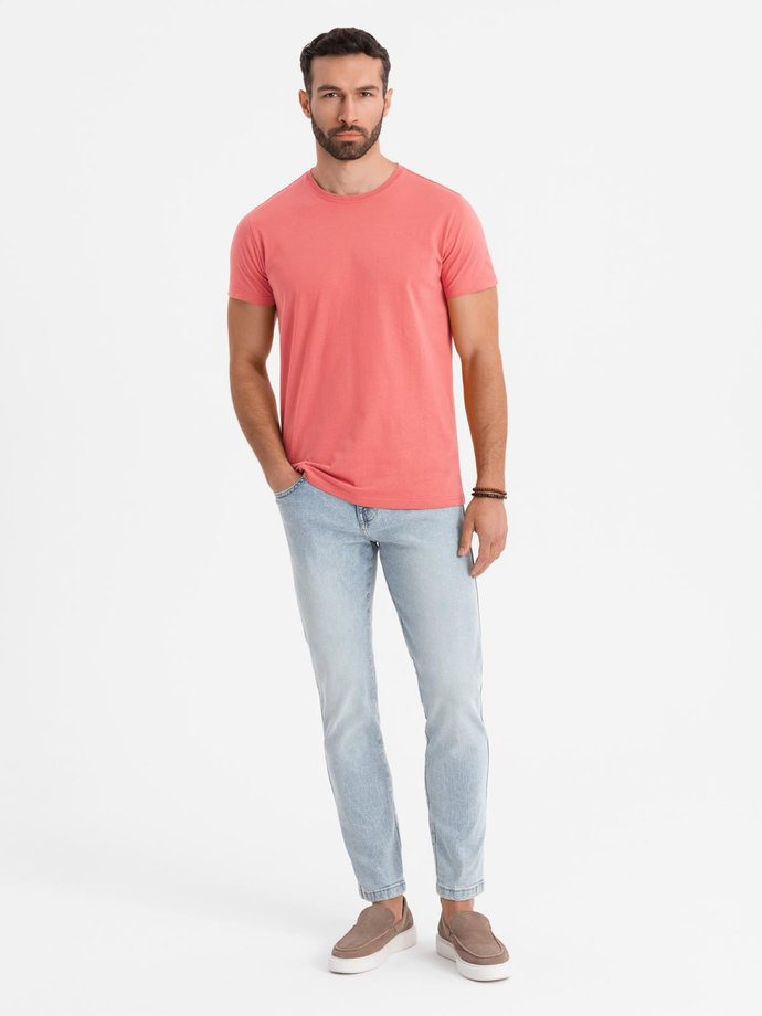 Tricou clasic BASIC din bumbac pentru bărbați - violet V13 OM-TSBS-0146