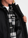 Alaskan men's winter jacket with detachable fur from the hood - black V2 OM-JALJ-0148