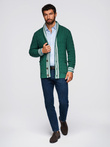 Men's cardigan sweater with shawl collar in preppy style - green V2 OM-SWCD-0152