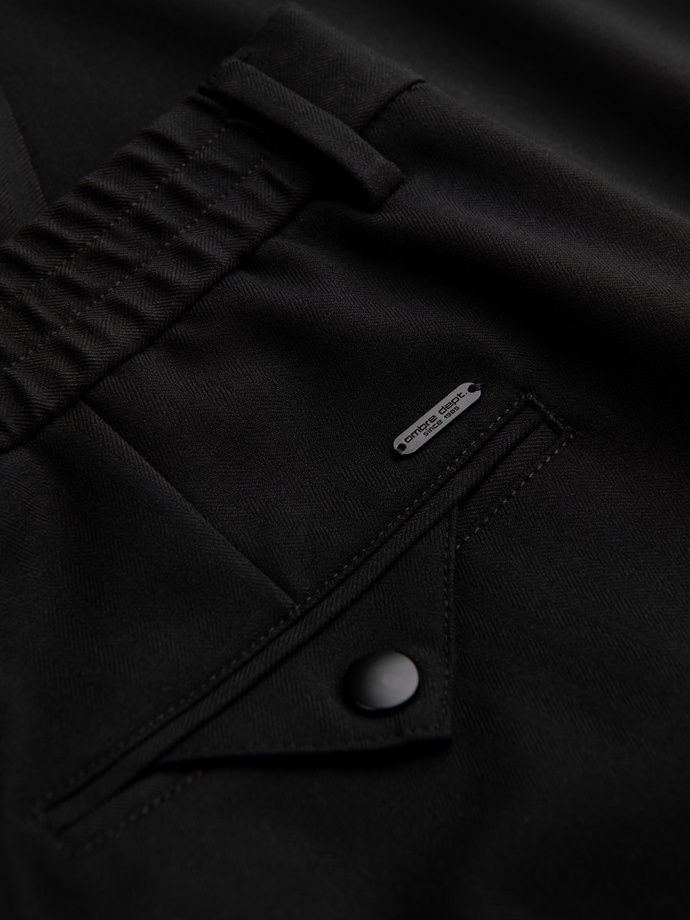 Pánske chino nohavice s elastickým pásom SLIM FIT - čierne V3 OM-PACP-0158