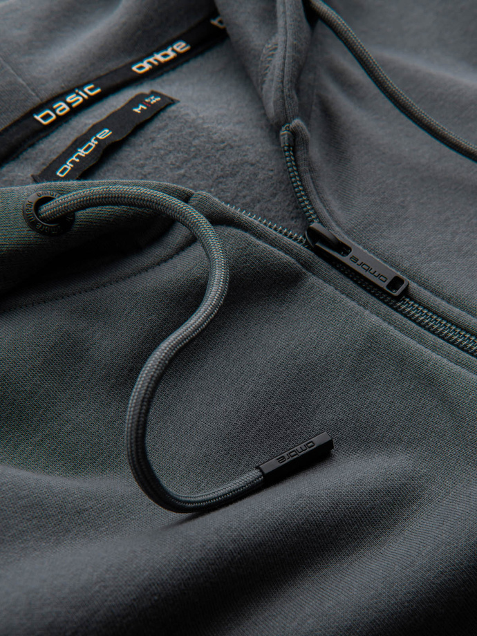 Unzipped cotton men's BASIC sweatshirt - graphite V11 OM-SSBZ-0160