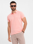 Cotton pique knit polo shirt - pink V5 OM-POSS-0103