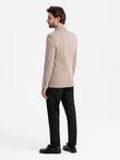Elegant fitted men's structured knit blazer - beige V2 OM-BLZB-0129 