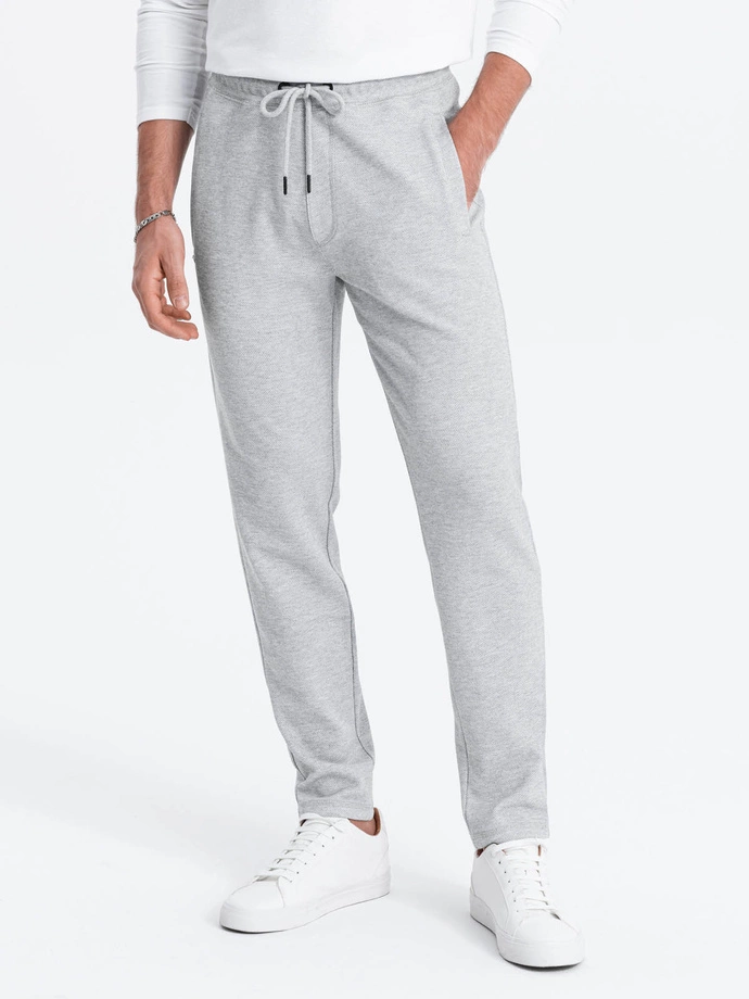 Men's carrot cut sweatpants - grey melange V3 OM-PASK-0166