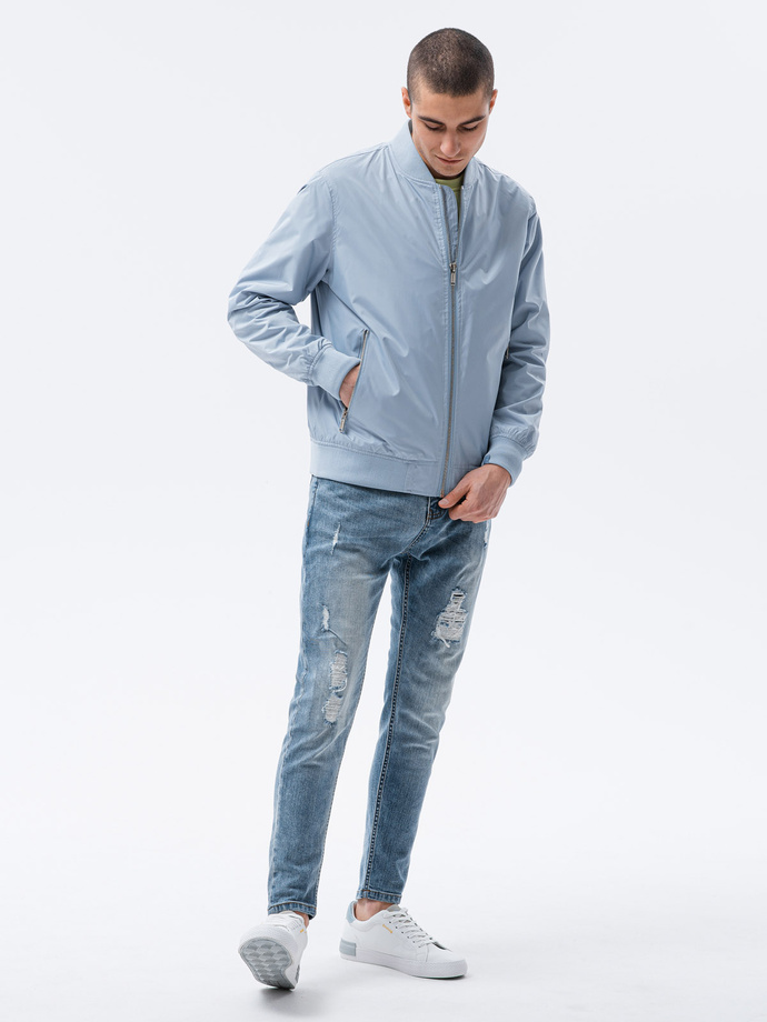 Pánska prechodná bomber bunda - blankytná C439