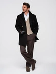 Men's double-breasted coat with decorative buttons - black V2 OM-COWC-0137