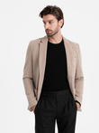 Blazer bărbătesc elegant, din tricot structurat - bej V2 OM-BLZB-0129 