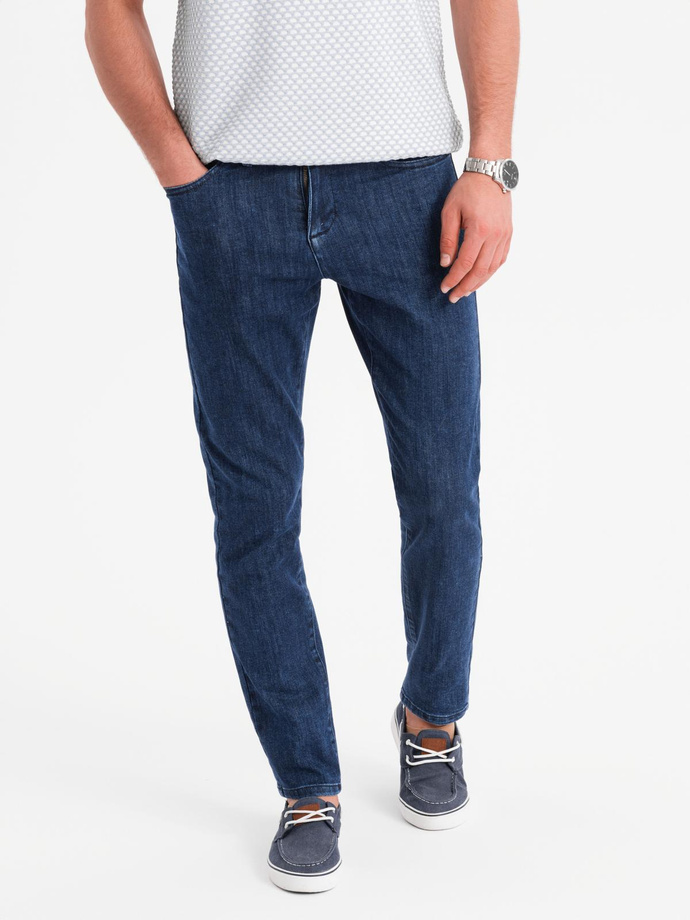 Klasikiniai vyriški SLIM FIT džinsai su elastanu - tamsiai mėlyni V3 OM-PADP-0216