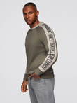 Men's sweatshirt with contrasting stripes and raglan sleeves - olive V1 OM-SSNZ-0200
