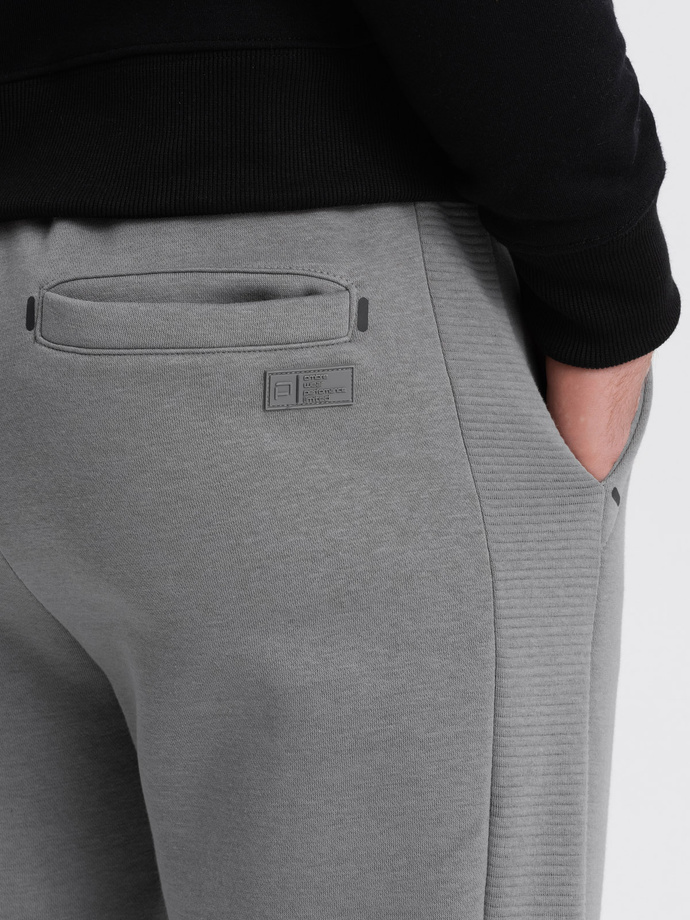 Men's sweatpants with contrast stitching - gray V2 OM-PASK-0145