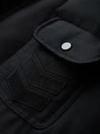 Men's long warm parka jacket with hood - black V2 OM-JALJ-0182