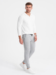 Men's jogger sweatpants - grey melange V2 OM-PASK-22FW-004