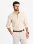 Cămașă oxford elegantă pentru bărbați cu broderie și buzunar - albastru V1 OM-SHOS-0173
