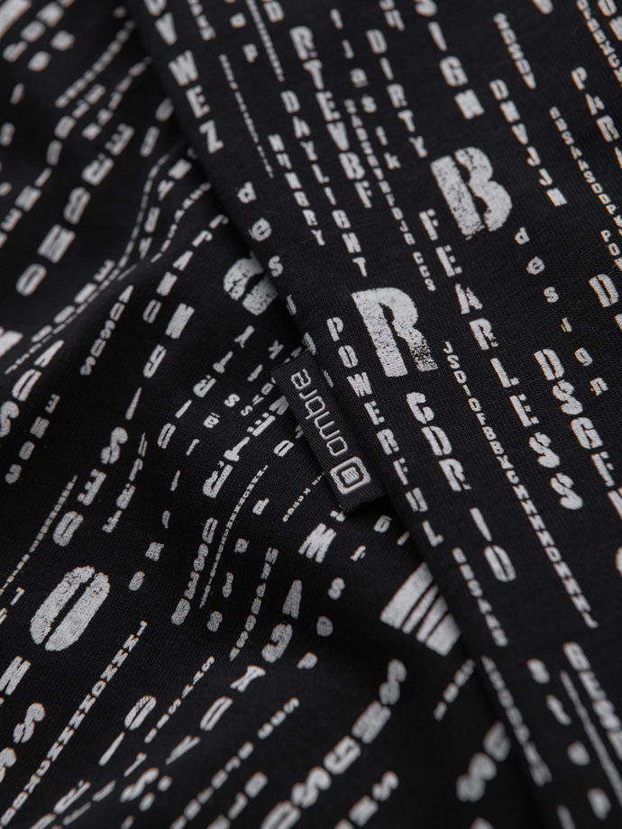 Cotton T-shirt with print and round neckline - black V2 OM-TSFP-0225