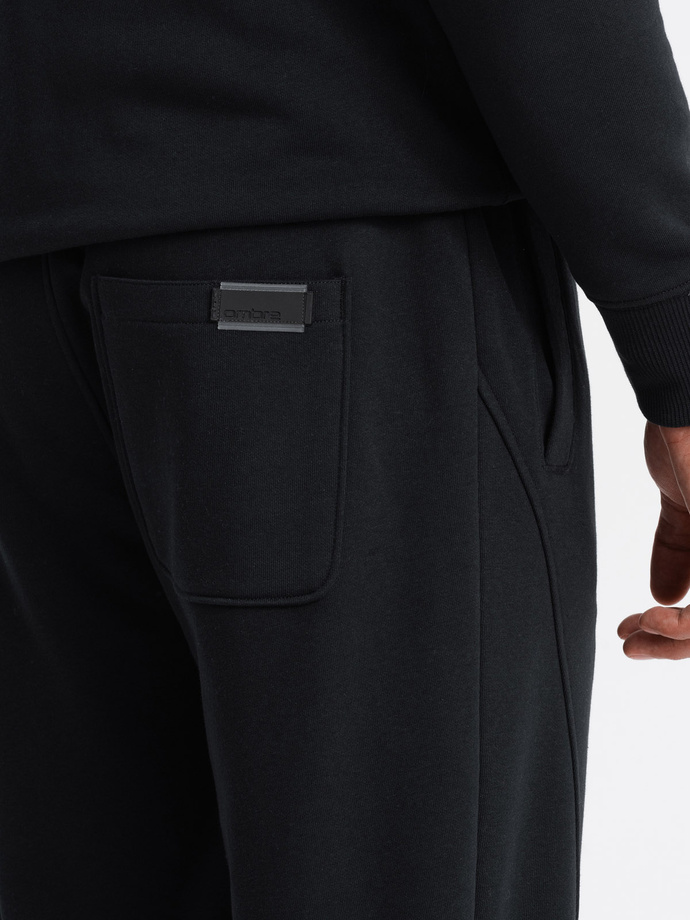 BASIC vyriškos medvilninės sportinės kelnės joggers - juodos spalvos V9 OM-PABS-0174