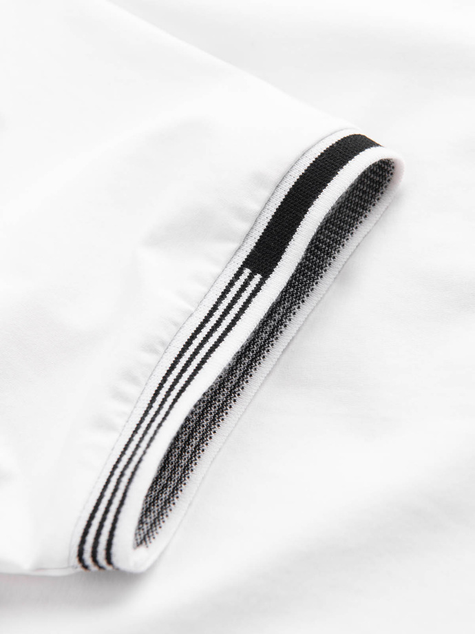 Pánske elastanové polo tričko s kontrastnými prvkami - biele V1 OM-POSS-0123