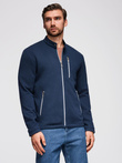 Structured men's biker jacket with stand-up collar - dark blue V1 OM-JANP-0229