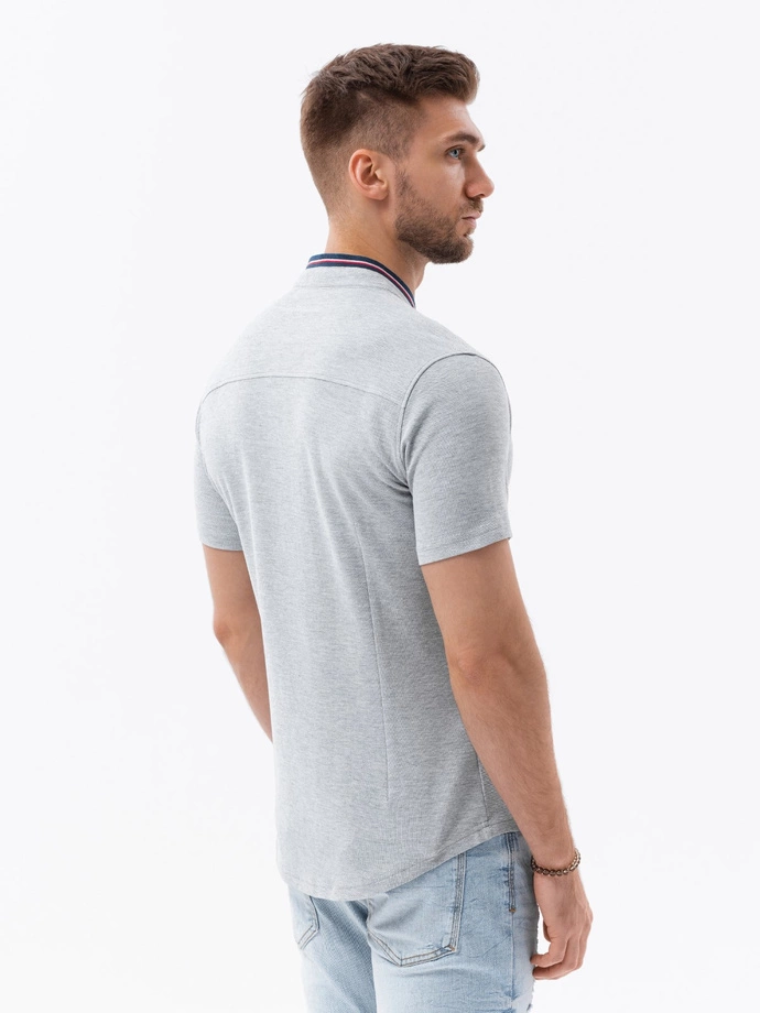 Men's short sleeve knit shirt - grey V5 K543