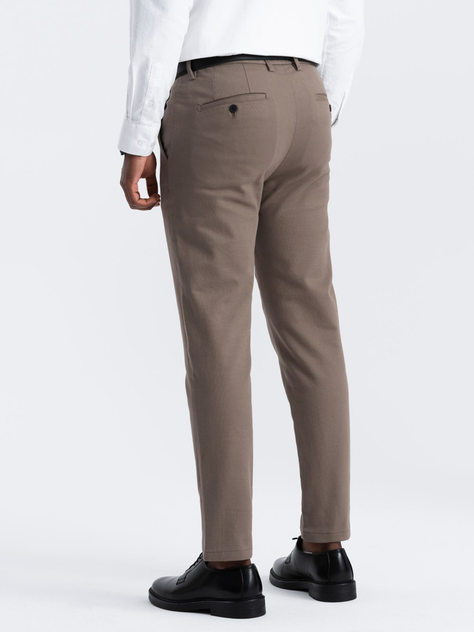 Pantaloni chino SLIM FIT pentru bărbați cu textură fină - cenușiu V1 OM-PACP-0190