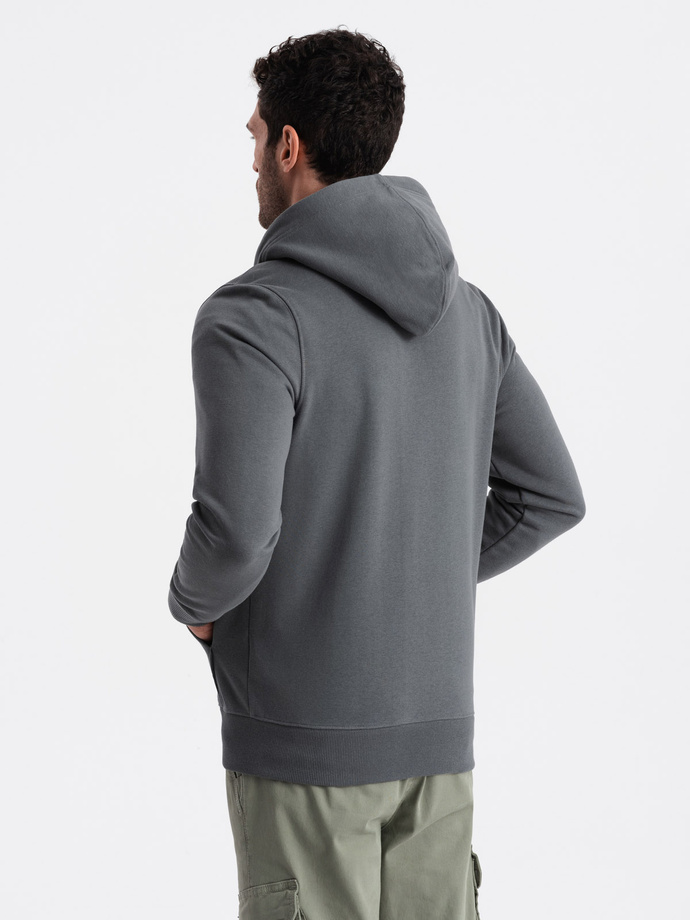 Unzipped cotton men's BASIC sweatshirt - graphite V11 OM-SSBZ-0160