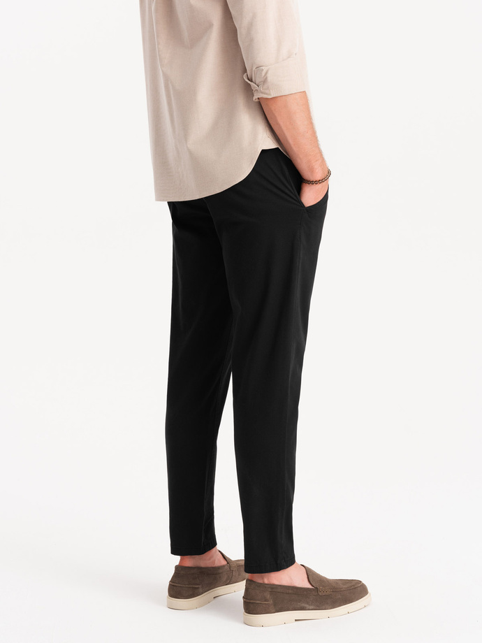 Pantaloni chino pentru bărbați cu talie decorativă - negru V1 OM-PACP-0118