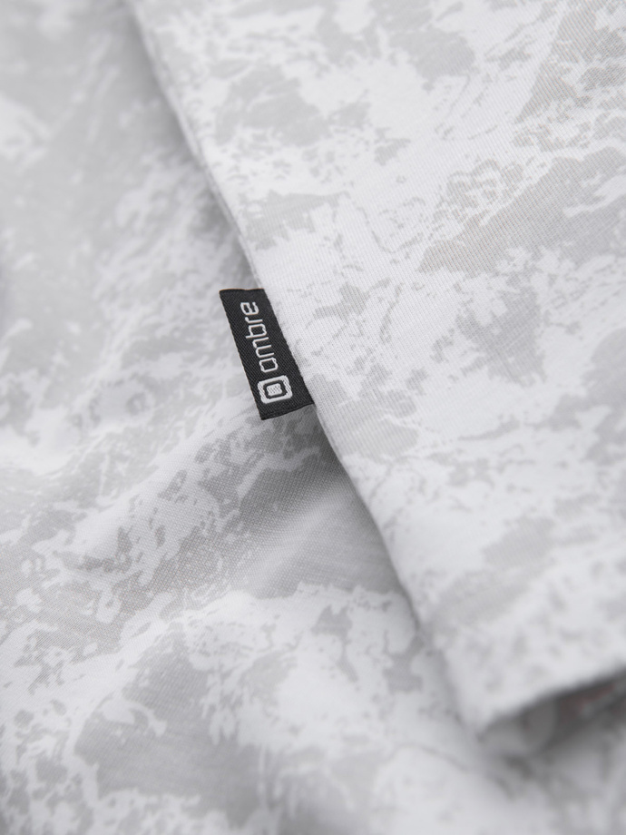 Vyriški raštuoti medvilniniai marškinėliai trumpomis rankovėmis - balti V1 OM-TSFP-0223