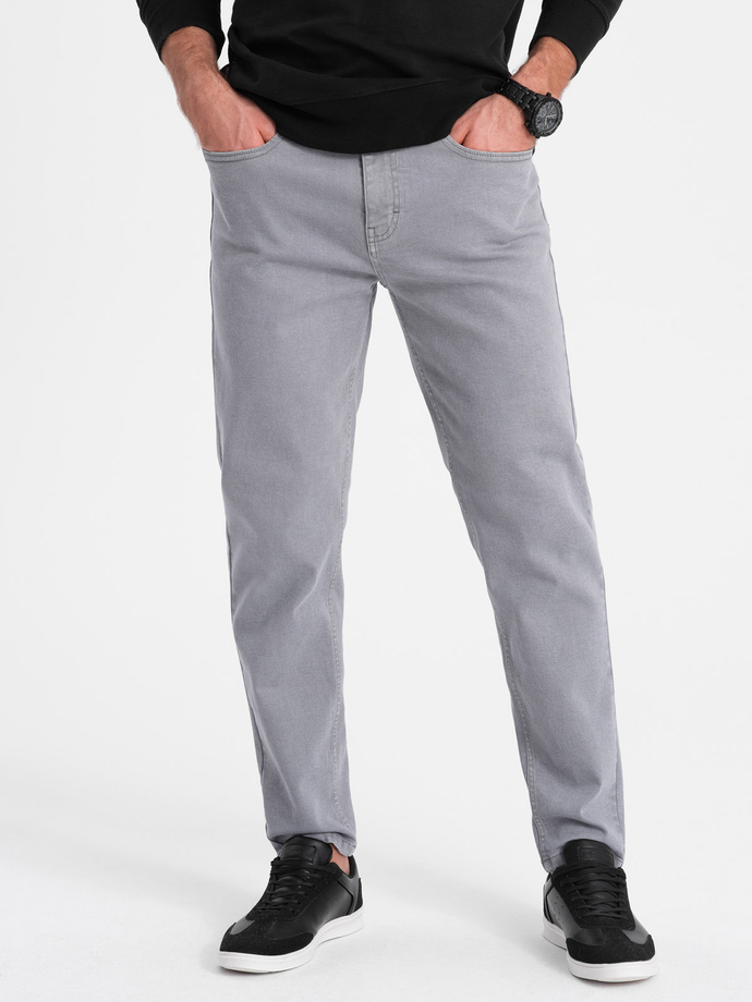 Vyriškos džinsinės kelnės be trynimo SLIM FIT - pilkos V1 OM-PADP-0148