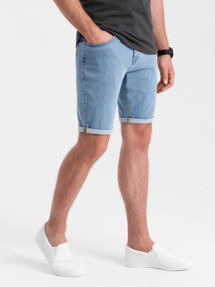 Pantaloni scurți bărbătești din denim cu picioare răsucite - albastru V2 OM-SRDS-0134