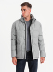 Men's lightweight jacket with mesh lining and hood - grey V3 OM-JAHP-0203