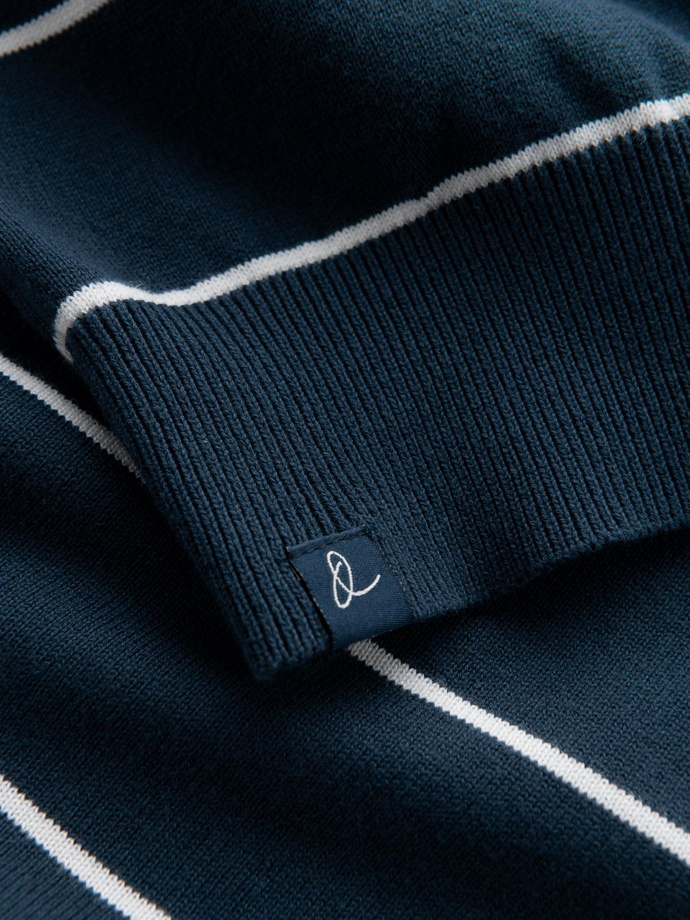 Pulover casual bărbătesc cu dungi orizontale - albastru marin V1 OM-SWSW-0143