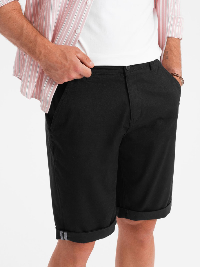 Classic men's chino shorts with rolled up leg - black V9 OM-SRCS-0197