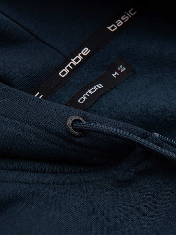 Hanorac BASIC din bumbac elastic pentru bărbați - albastru marin V1 OM-SSBZ-0160