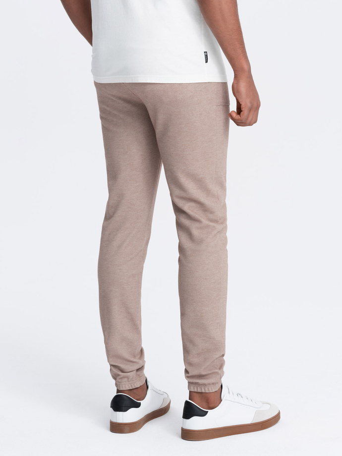 Men's structured knit sweatpants - coffee V2 OM-PASK-0211
