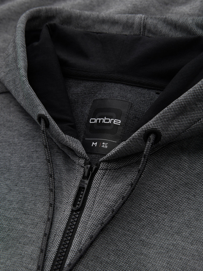 Men's softly structured hooded sweatshirt - black V1 OM-SSZP-0191
