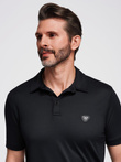 Tricou polo elegant pentru bărbați din material elastic - negru V1 OM-POSS-0150