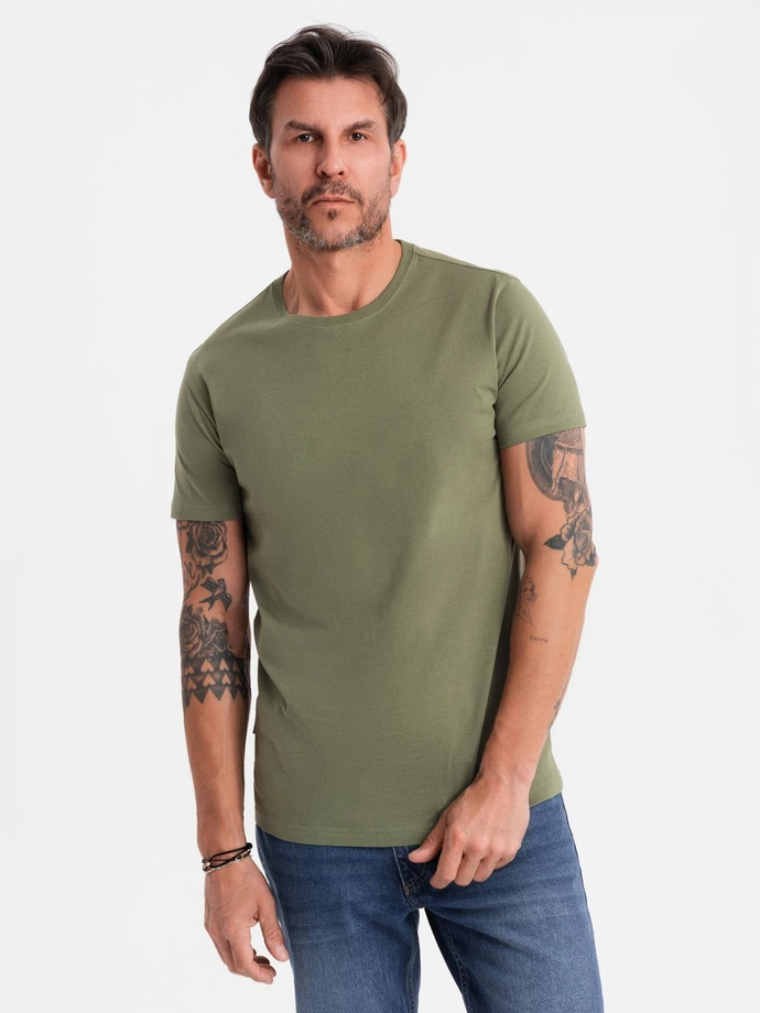 Tricou clasic BASIC din bumbac pentru bărbați - violet V13 OM-TSBS-0146