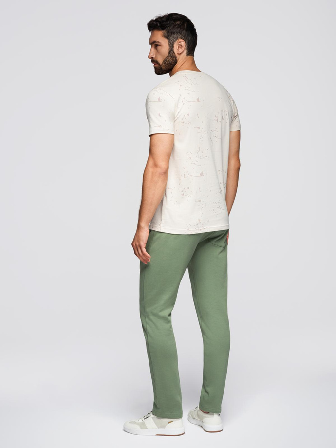 Pantaloni de trening pentru bărbați cu picior fără căptușeală - verde V3 OM-PABS-0206