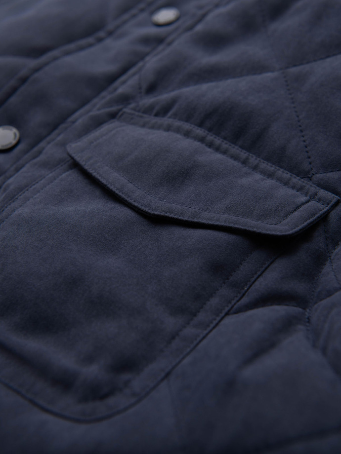 Vyriška persiko efekto dygsniuota striukė be rankovių - tamsiai mėlyna V2 OM-JAVJ-0277